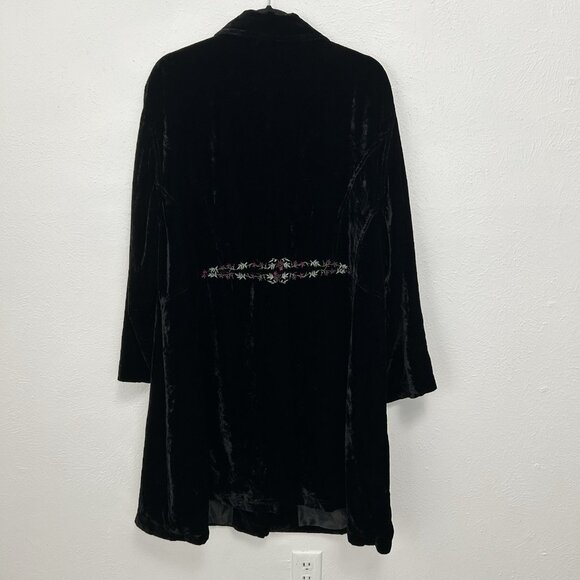 J Jill Velvet Sz 3X Black Mid Length Evening Goth Jacket Coat Embroidery Button - Picture 3 of 9